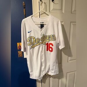 Will Smith White and Gold Dodgers Jersey 2020 World Series Size Large